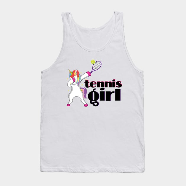 Funny Unicorn Lover Tennis Girl Dabbing Humor Gift Tank Top by Nulian Sanchez